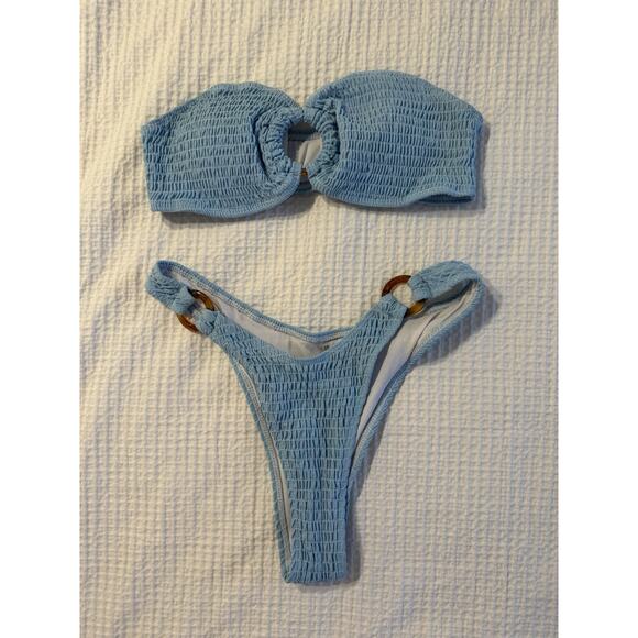 Blue Bikini Strapless Sexy Women's Large Mermaid Miami Resort Beach Pool - Picture 1 of 4